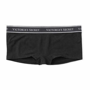 NWT VICTORIA’S SECRET LOGO Cotton Boyshort Panty in Black!